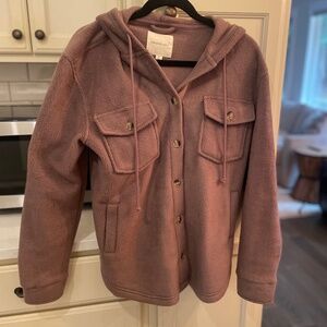Thread and Supply Hooded Fleece Shacket, Size Small, barely worn, plum